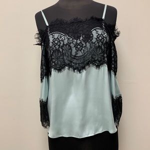 Alice & Olivia, NWT, size small, dusty aqua and black.